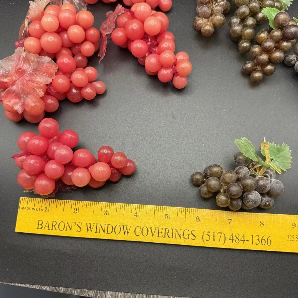 LOT of 10Vintage MCM Retro Soft Rubber Artificial‎ Grape Clusters Purple Pink